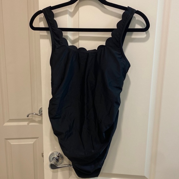 PinkBlush Black Scallop Maternity Swimsuit - Picture 3 of 8